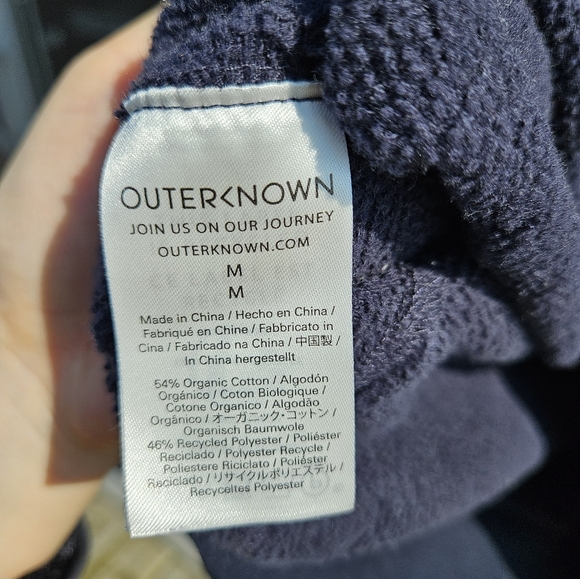 Outerknown Hightide 1/4 Zip Pullover Navy Hoodie - size medium - Picture 12 of 14